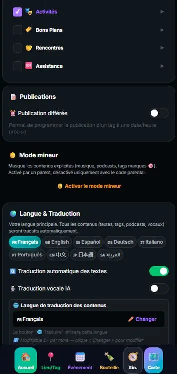 Préférences et 22 langues de traduction