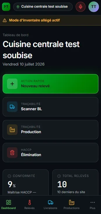 Plat Témoin dashboard (mobile)