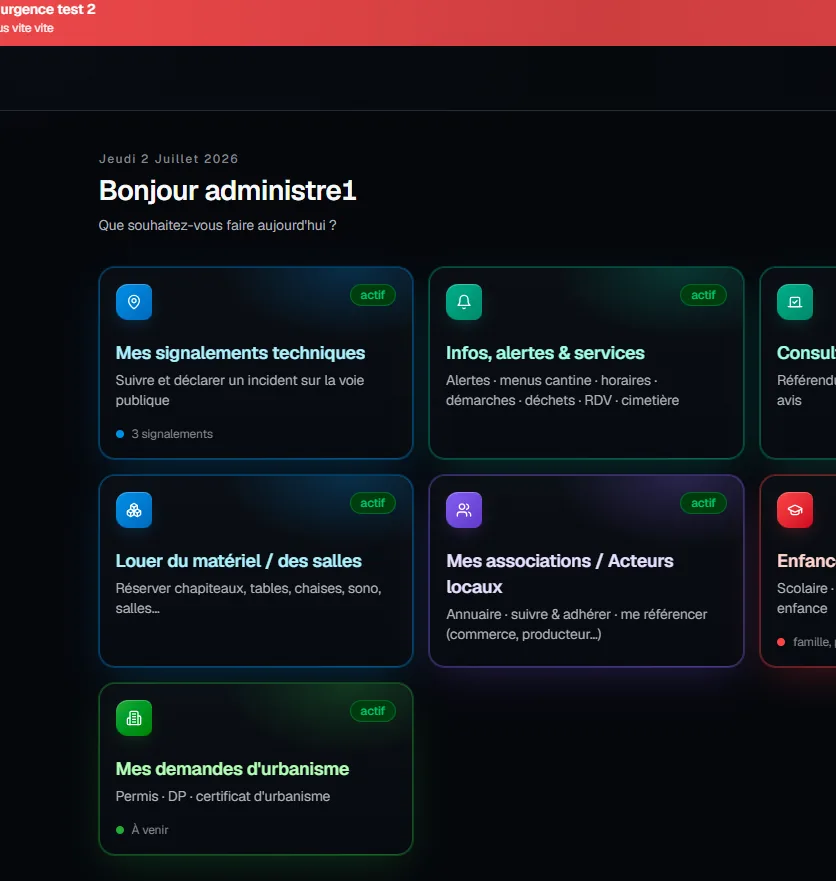 Vision Pro Collectivité app — residents' area