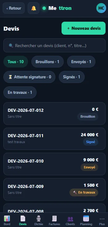 Mettron sur mobile — vue 3