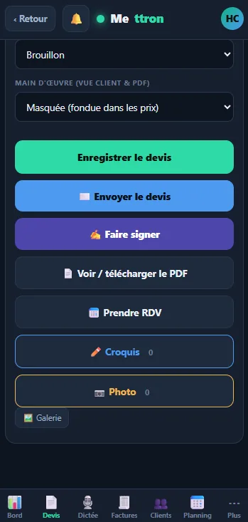 Mettron sur mobile — vue 11