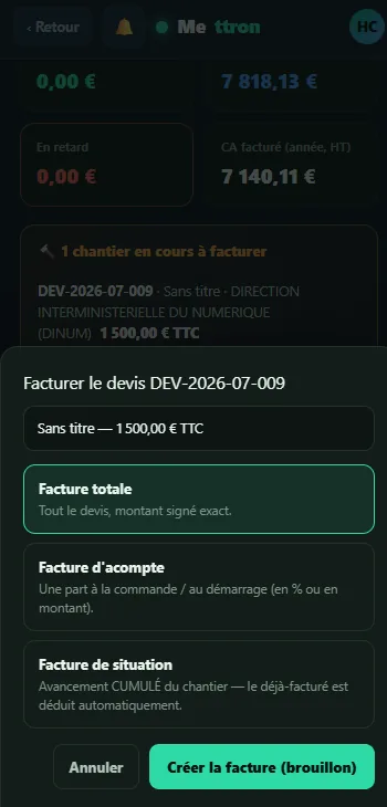 Mettron sur mobile — vue 12