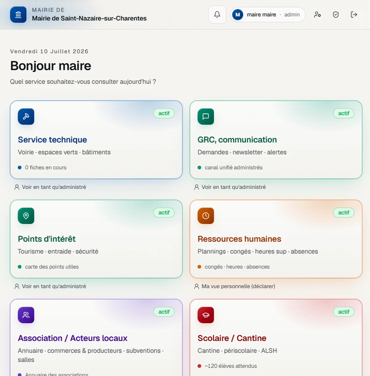 Mayor's area: municipal services dashboard in Vision Pro Collectivité