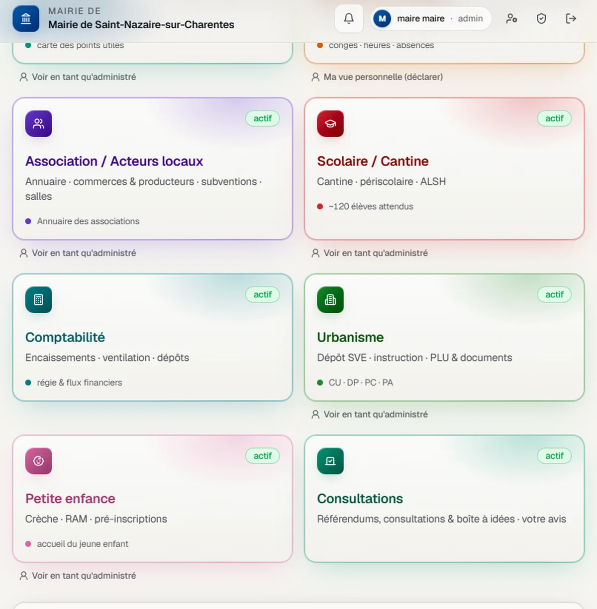 Mayor's area: associations, schools, accounting and planning in Vision Pro Collectivité